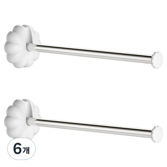 무타공 벽걸이 접이식 미니 수건걸이 정리대, 흰색, 6개