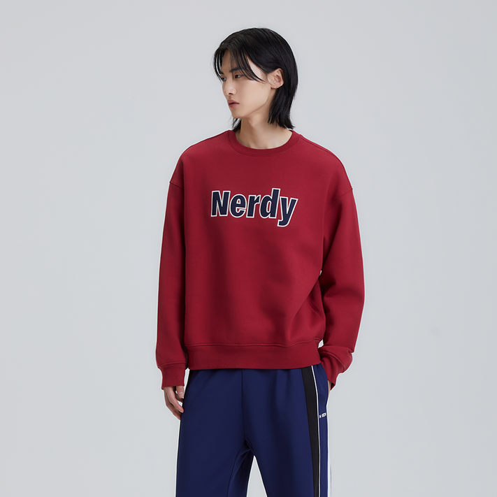 널디 남녀공용 볼드 로고 브러시드 스웻 셔츠