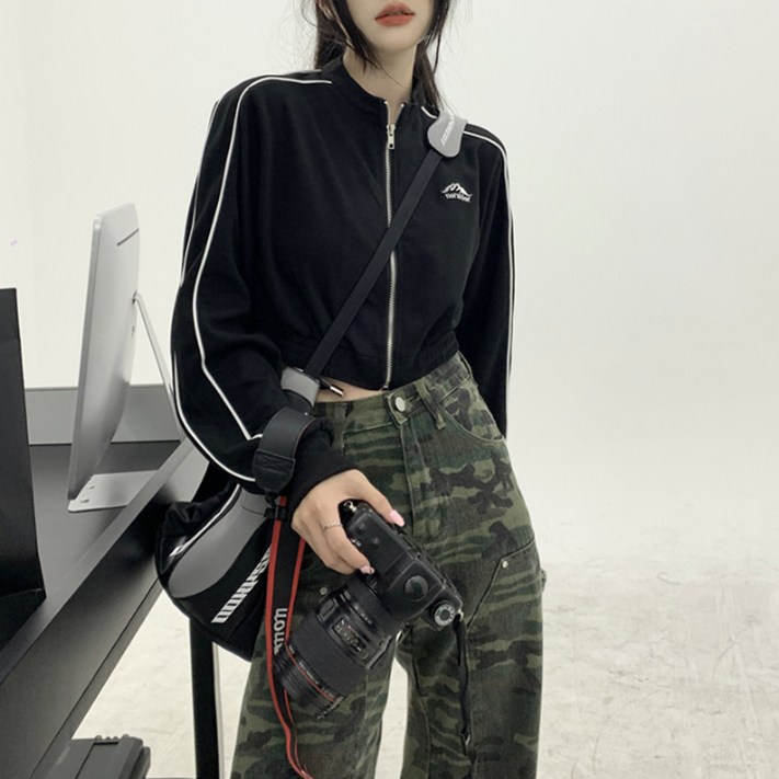 마켓에이 여성용 제키 크롭 집업 자켓