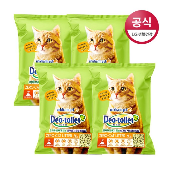 [유니참특가] 데오토일렛 사막화방지 소취항균모래 4L 4팩 고양이 모래, 단품, 해당없음 - 쇼핑뉴스