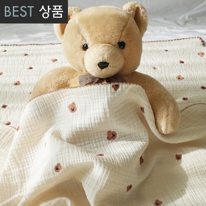 미니치즈샵 100 국내산 프리미엄 순면 원단 공장직영제작인증 3중 거즈블랭킷, 02.무지 아이보리