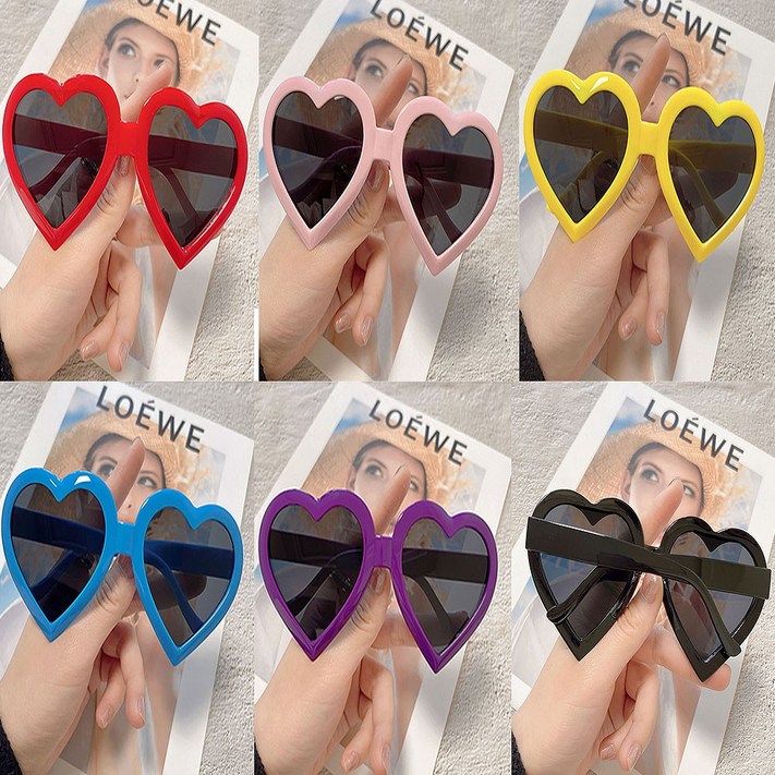 하트 선글라스 파티 안경 6color 인생네컷 소품, 하트선글라스 6종 세트 하트 선글라스 파티 안경 6color 인생네컷 소품, 하트선글라스 6종 세트