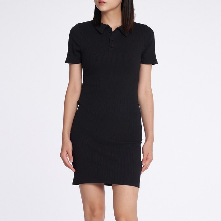 24COMMA CADS011023029 시티 올 데이 크레오라 골지 카라 반팔 미디 원피스