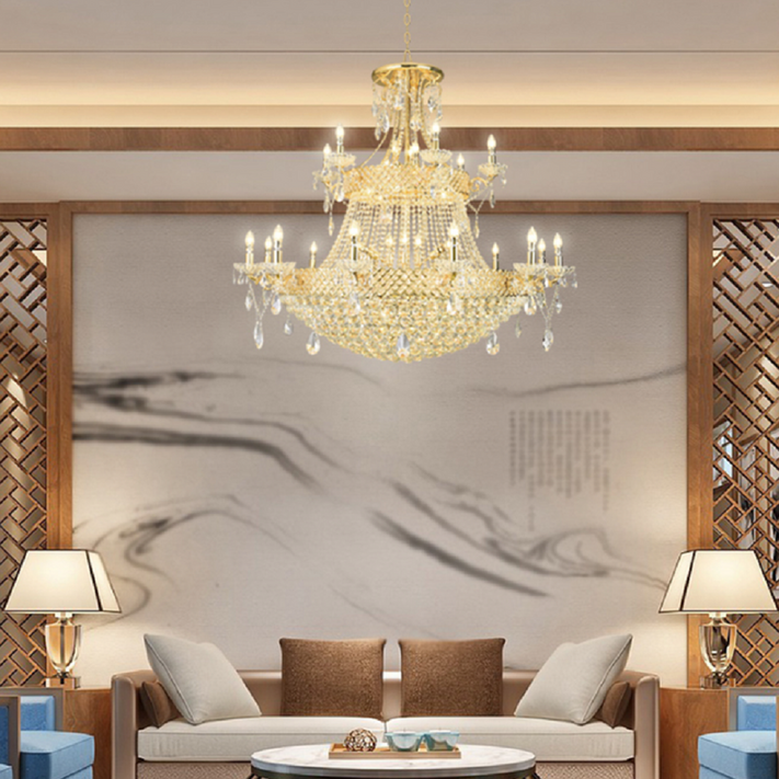 그레이스 48등 샹들리에 고급 골드 크리스탈 펜던트 등 거실 포인트 인테리어 조명