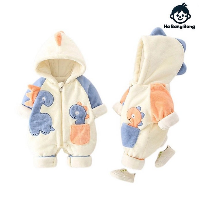 하방방 아기공룡 베이비 부드러운 외출 우주복