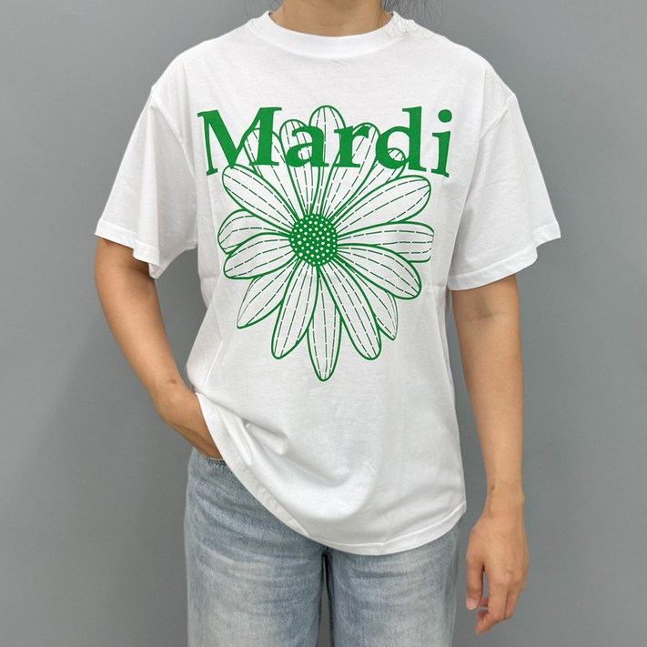 정품 마르디반팔티셔츠 플라워티셔츠 그린플라워 반팔티 mardi mercredi