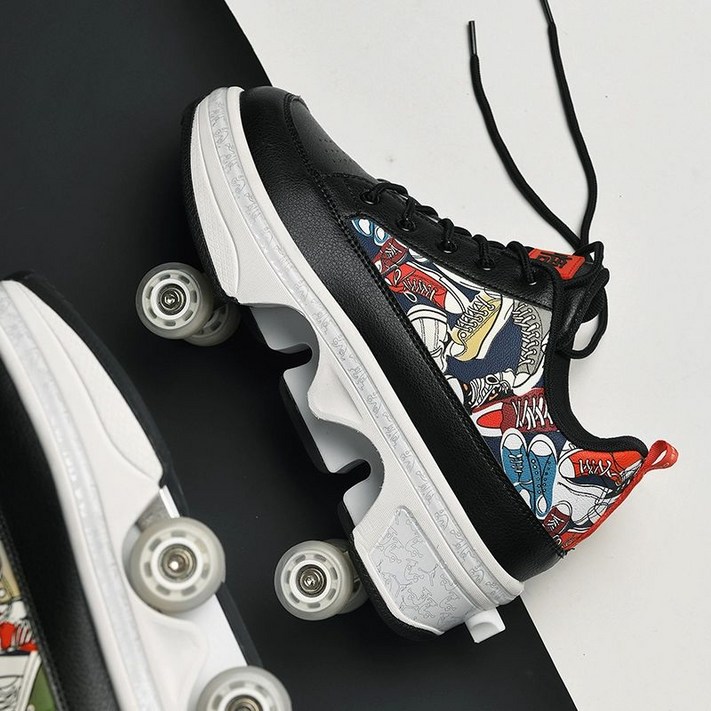 2025 바퀴 신발 롤러 스케이트, 1개, 9906 검정 4륜일반