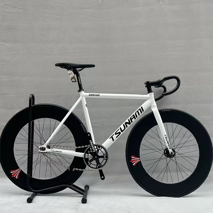 쓰나미픽시 픽시자전거 snm100 완성차 앞뒤브레이크포함, 49cm, 1.6화이트블랙90mm 더블림