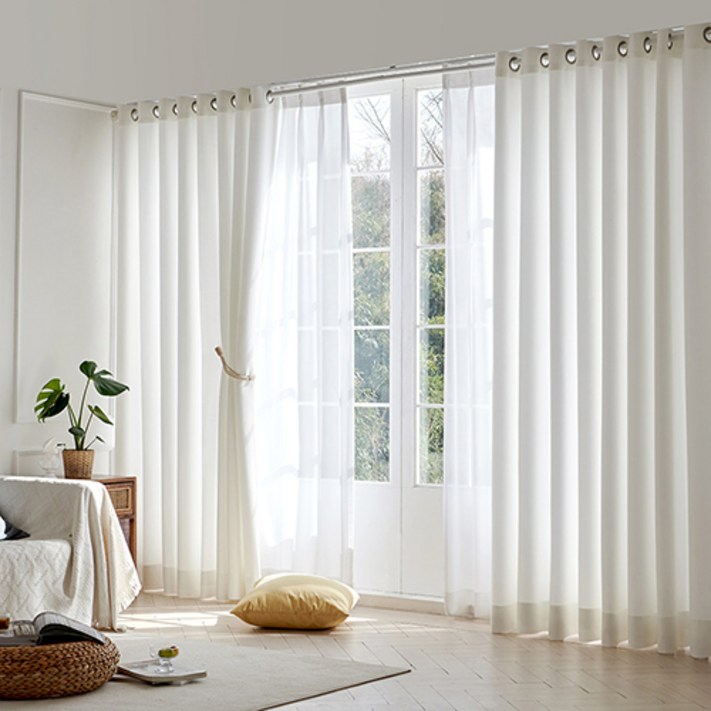 국내원단제작 에어리 린넨 암막 커튼 아일렛 160250cm 방한방풍