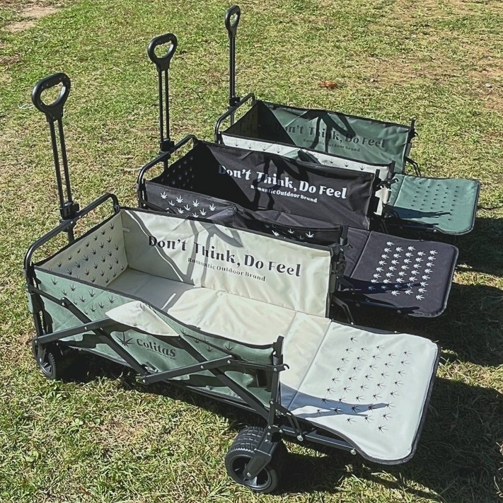 콜리타스 캠핑 웨건 카트 수레 접이식 뒷문개방 광폭타이어 대형 왜건 전용 롤테이블 상판 포함, 1개, 아이보리내부 카키