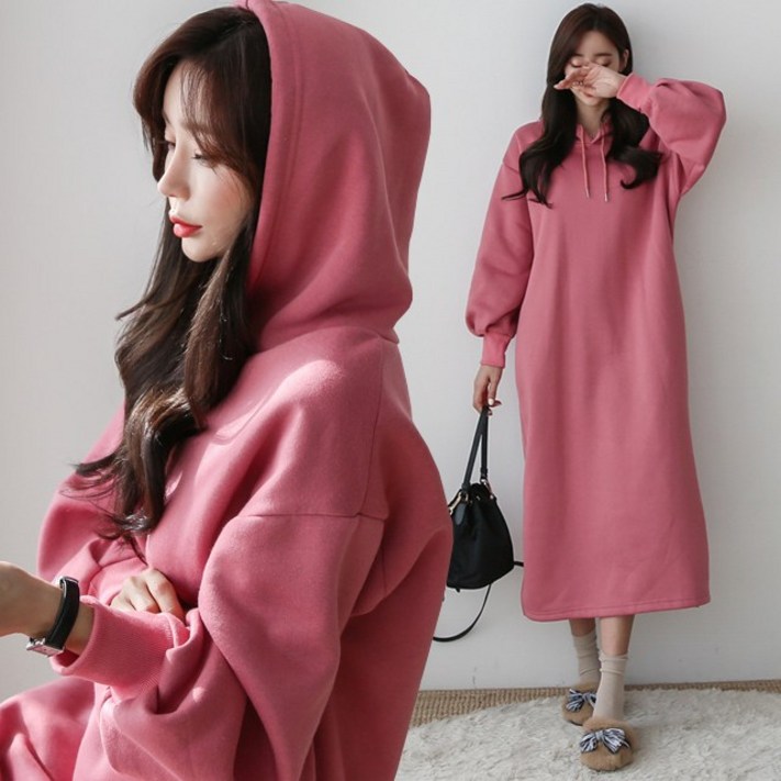 하이데일리 무브 기모 후드 롱원피스 하이데일리 무브 기모 후드 롱원피스