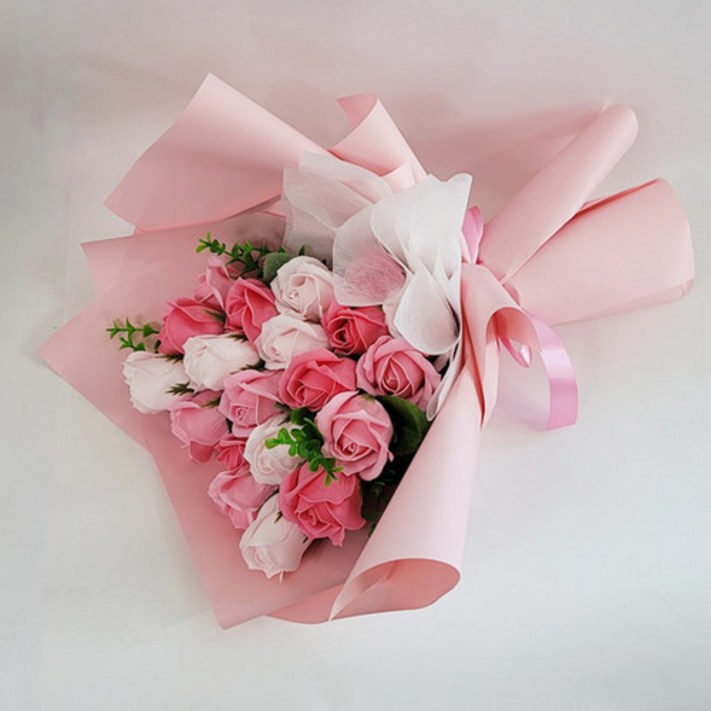 20송이꽃다발 비누장미 여친선물 생일 성년의날, 분홍
