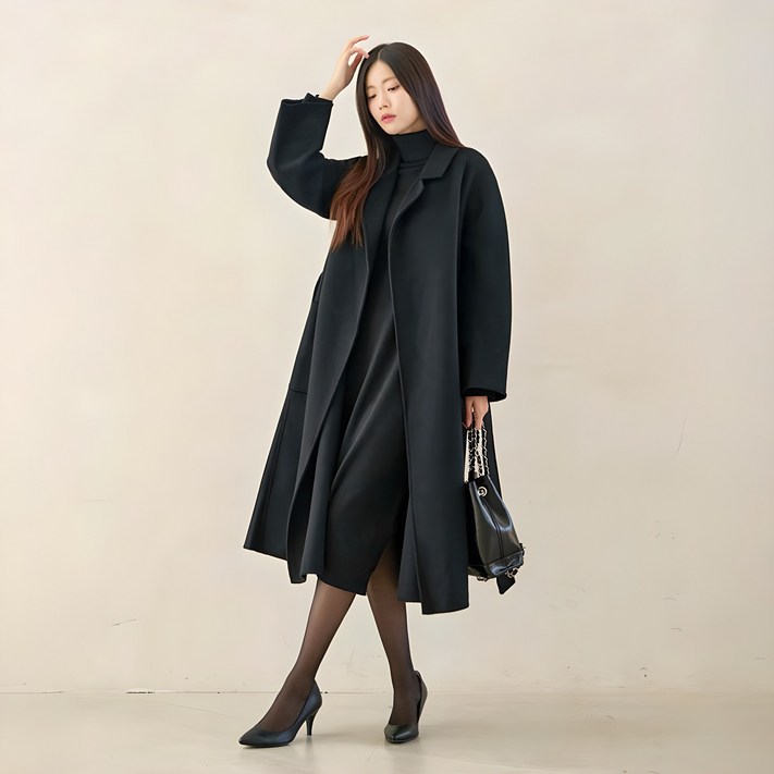 여성 핸드메이드 코트 울100 지블링 겨울 롱코트 레츠 지블링