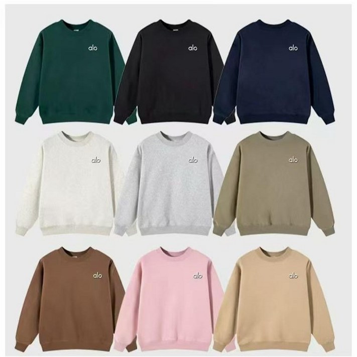 alo yoga 가을 겨울 신상 커플 맨투맨 루즈핏 아메리칸 빈티지 트렌드에 매치하기 좋은 라운드넥 고급스러운 유니