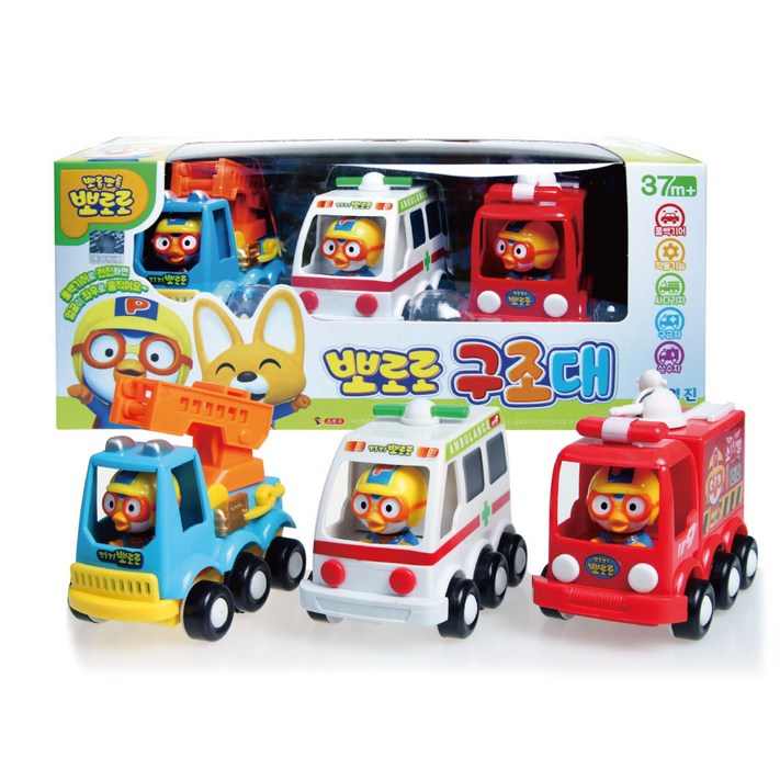 영진토이 미니카 뽀로로 구조대 구급차 사다리차 소방차 작동완구, 1개