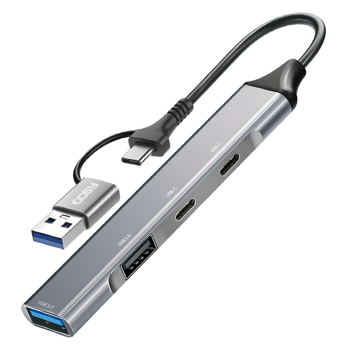 코시 4포트 듀얼 커넥터 슬림 메탈 USB 3.0 멀티허브 UH4126CAYJ2407