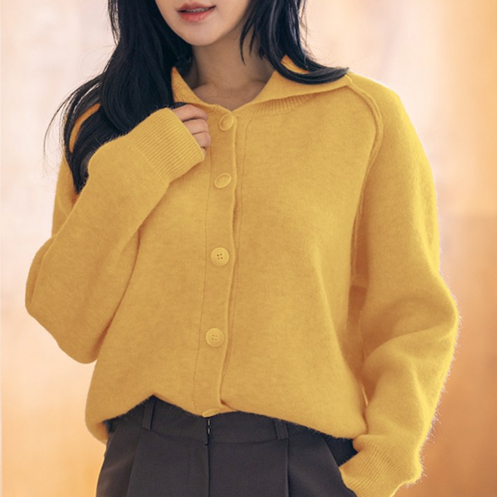 오버나인 여성 나그랑 스판 니트 카라 셔츠 가디건