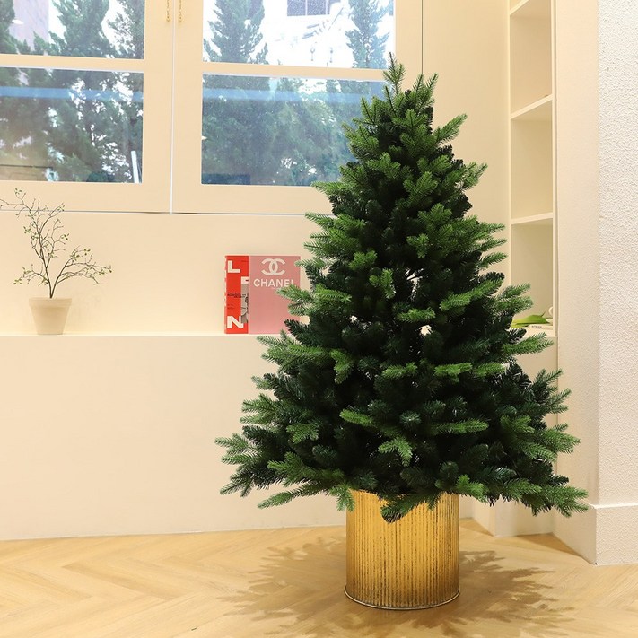 크리스마스 트리나무 무장식 전나무 혼합트리 프리미엄 골드화분트리 130cm, 골드화분트리 130cm