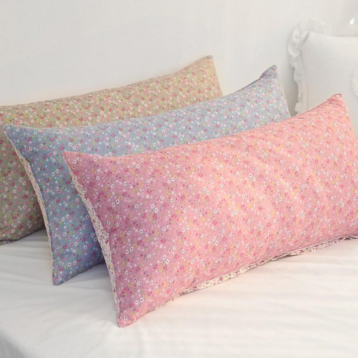 쉐리잔꽃 바디필로우, 등쿠션, 긴 베개, 롱쿠션,대쿠션 일자형 솜포함, 핑크