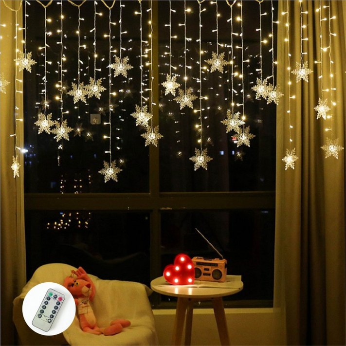 벽트리 LED 캠핑 크리스마스 유리 눈꽃 전구장식 은하수 창문 카페 조명, 단일상품, 은하수  눈꽃