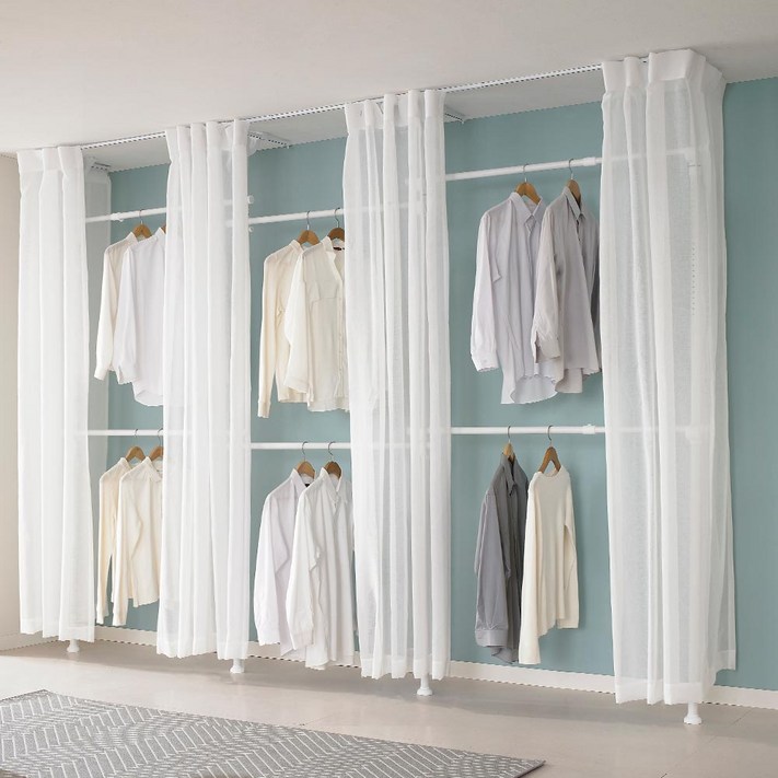 이지온행거 고정식 드레스룸 커튼행거 EOS416 선반 인테리어 시스템 드레스룸 행거 꿀템 모음, 그레이