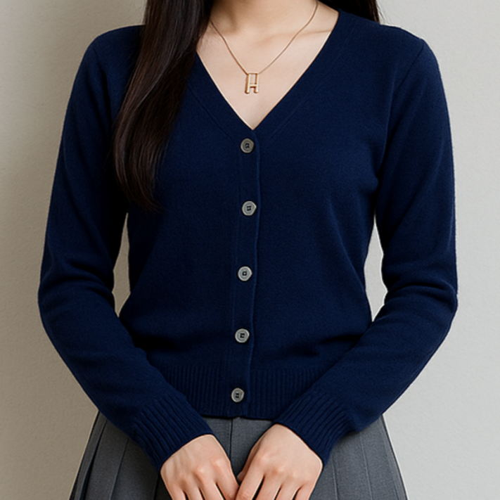 소프트터치 여성 브이넥 긴팔 니트가디건 데일리 비스코스 니트가디건