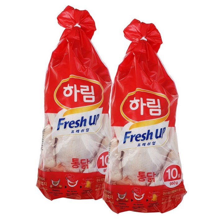 하림 프레쉬업 냉장 생닭 10호(950g이상) 2봉, 프레쉬업생닭 950g 2봉