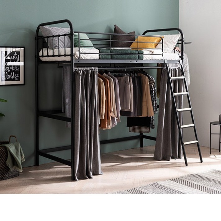[삼익가구]해리 철제 벙커 행거 침대(퍼펙트 본넬스프링 매트리스-유로싱글), 블랙