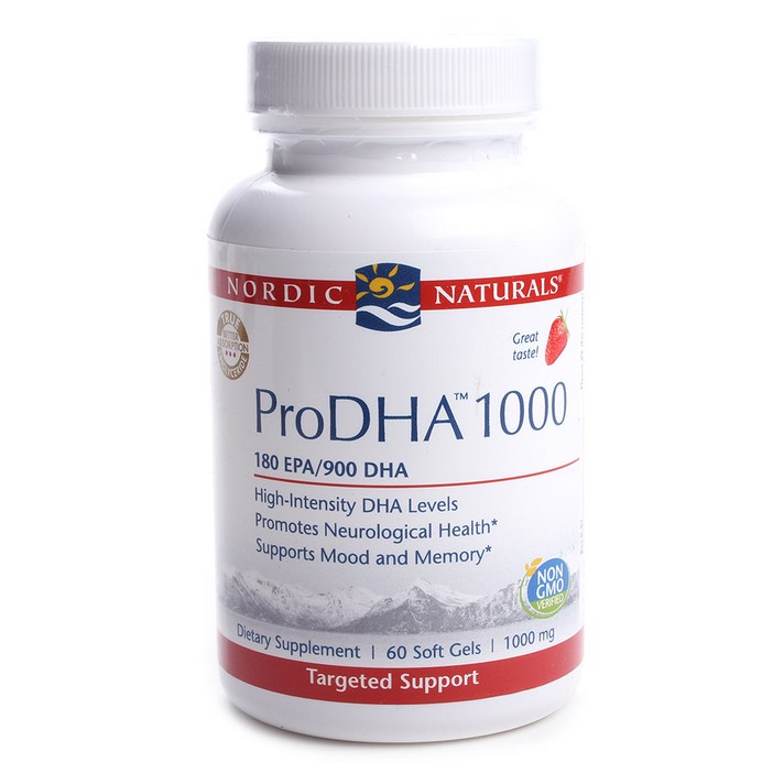 노르딕내츄럴스 프로DHA 1000 180 EPA/900 DHA 스트로베리 소프트 젤, 60개입, 1개