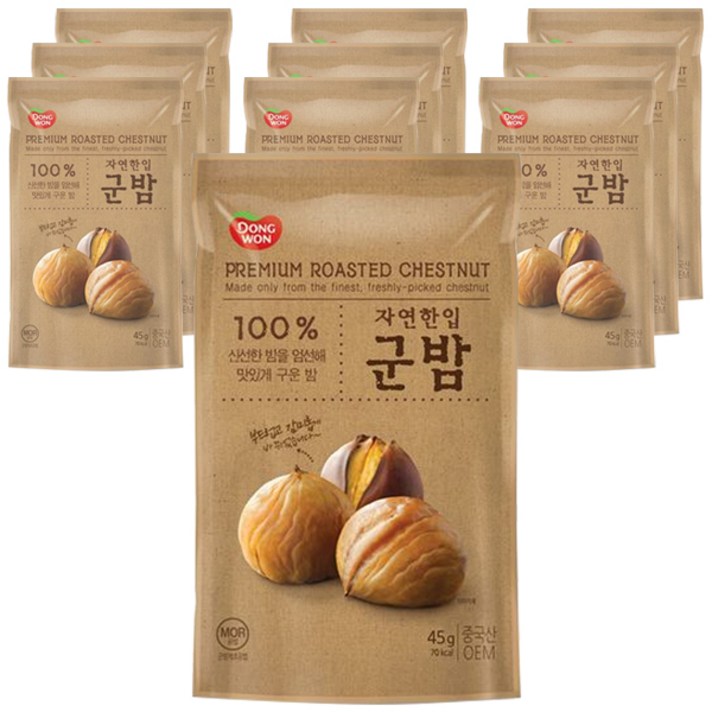 동원 자연한입 군밤, 45g, 10개