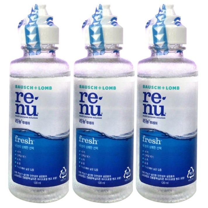 리뉴 후레쉬 렌즈 세정액, 120ml, 3개