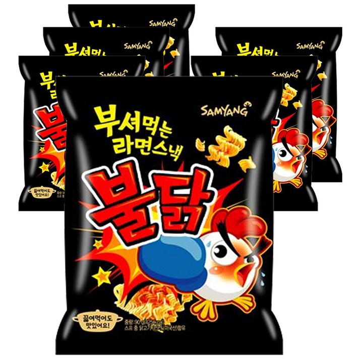 삼양 부셔먹는 라면스낵 불닭, 90g, 6개