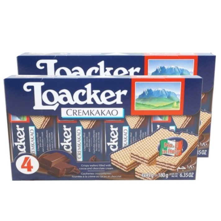 로아커 Loacker 웨하스 크림카카오, 180g, 2개
