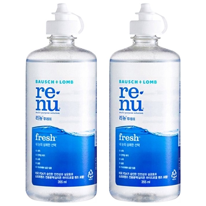 바슈롬 리뉴 후레쉬 렌즈세정/보존액 소프트렌즈용, 355ml, 2개