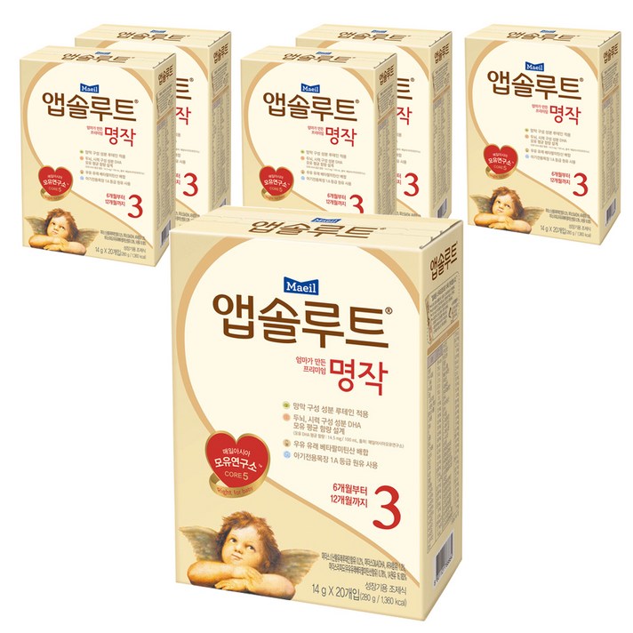 앱솔루트 엄마가 만든 프리미엄 명작 스틱분유 3단계, 20개입, 6개