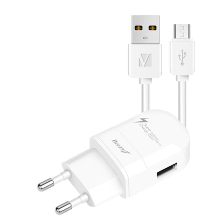 비잽 퀄컴 퀵차지 3.0 고속 충전기 BZQ30 + 버바팀 라운드 케이블 1.2m, BZQ30 (화이트), 1세트