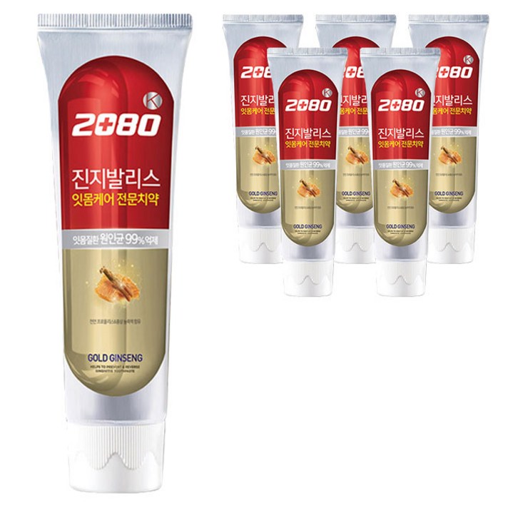 2080 진지발리스 골드진생 치약, 140g, 6개입