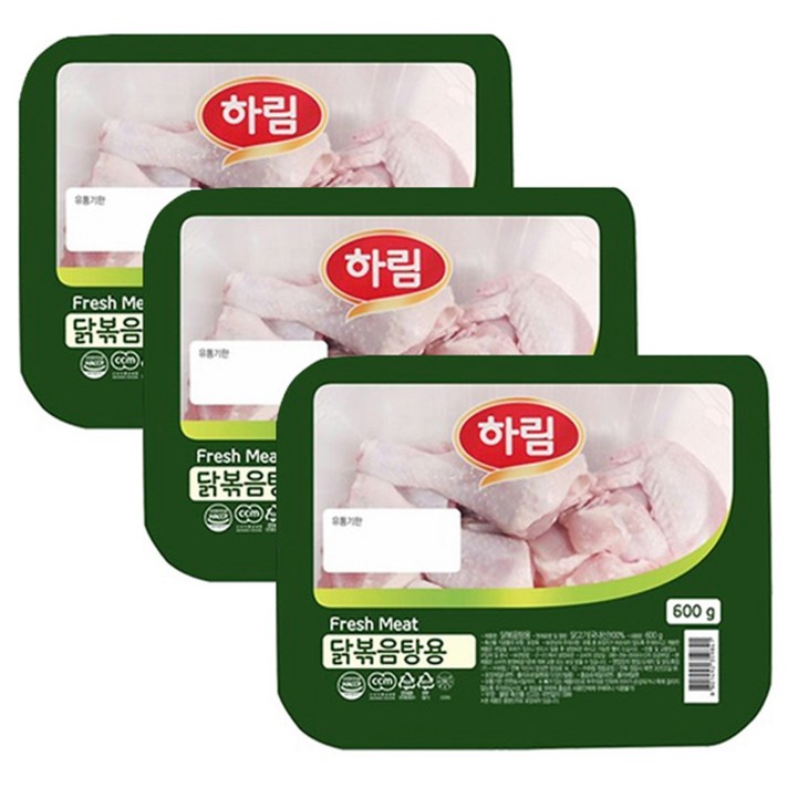 하림 냉장 절단육 닭볶음탕용, 600g, 3개