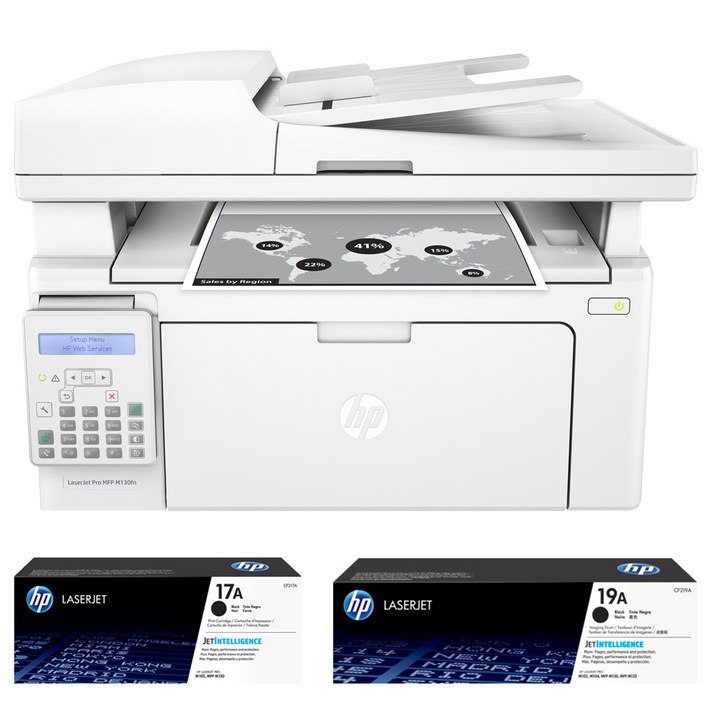 HP 흑백레이저젯 프로복합기 MFP M130fn + 토너 세트, 2종, 1세트