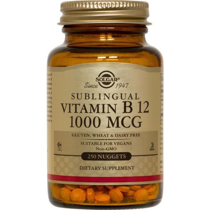 솔가 비타민 B12 1000mcg 너겟 글루텐 프리 비건, 250개입, 1개