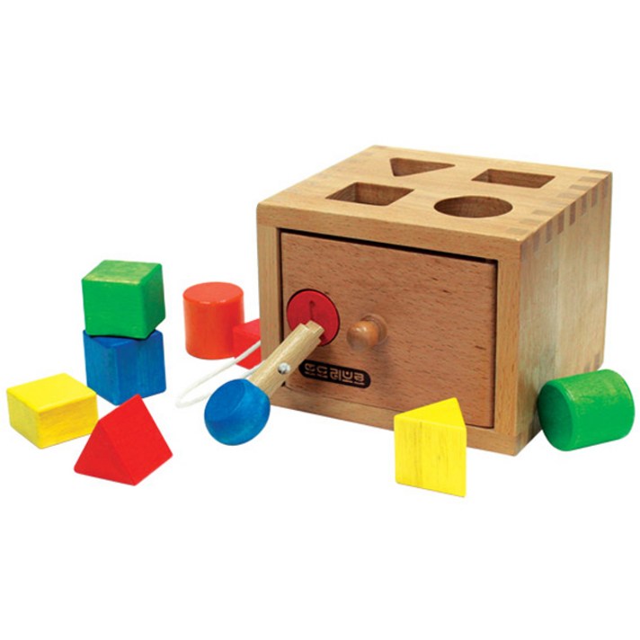 토도리브로 원목교구 도형블록상자 WOODENTOY-A, 혼합색상