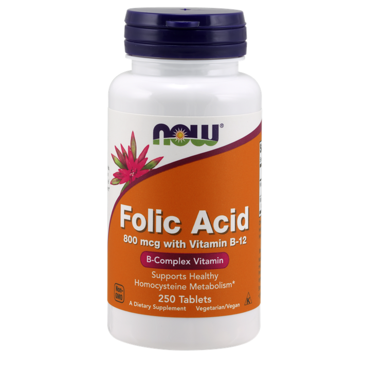 Now Foods 엽산 800mcg With 비타민 B-12 타블렛, 250개입, 1개