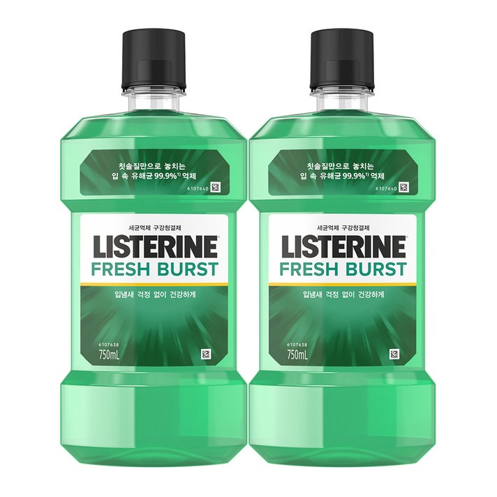 리스테린 후레쉬 버스트 구강청결제, 750ml, 2개