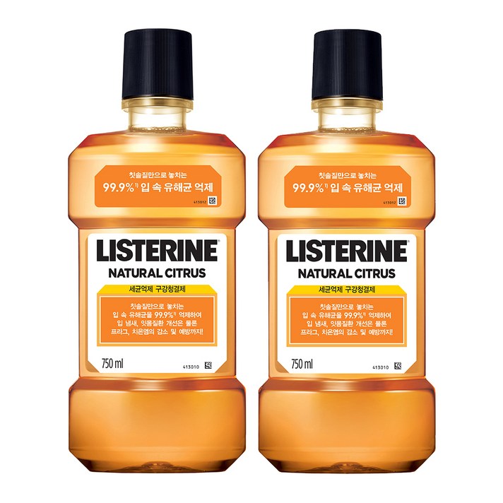 리스테린 내추럴 시트러스 구강청결제, 750ml, 2개
