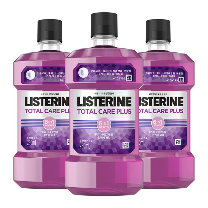 리스테린 토탈케어 플러스 구강청결제, 250ml, 3개