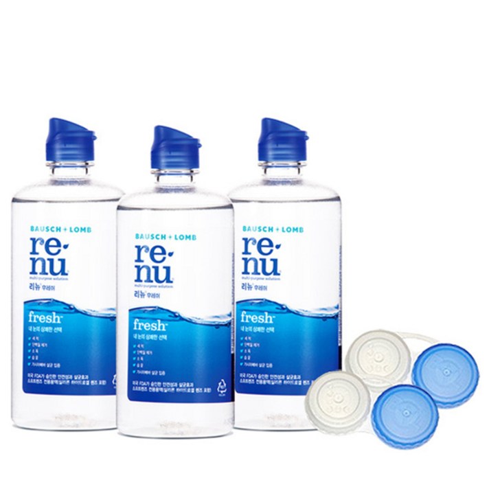 리뉴 후레쉬 렌즈 세정액 120ml 3개 + 케이스 2개 세트, 1세트