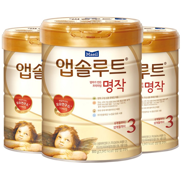 앱솔루트 엄마가 만든 프리미엄 명작 분유 3단계, 800g, 3개