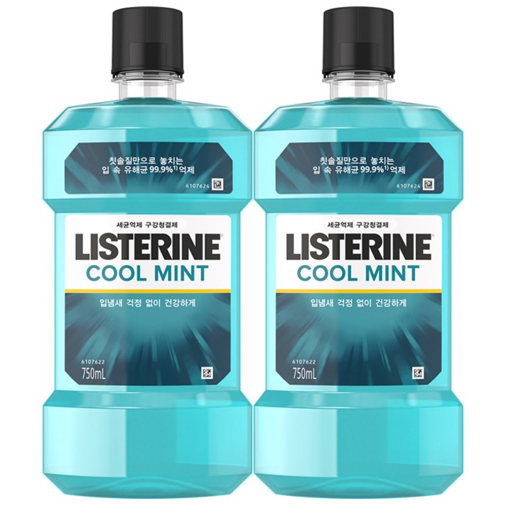 리스테린 쿨민트 세균억제 구강청결제, 2개, 750ml