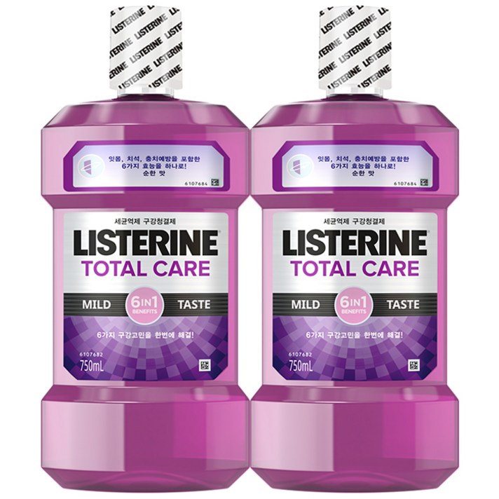 리스테린 토탈케어 마일드 구강청결제, 750ml, 2개