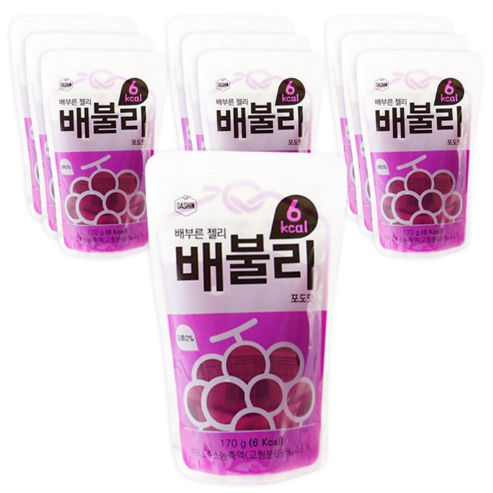 DASHIN 6kcal 배부른 젤리 배불리 포도맛, 170g, 10개입